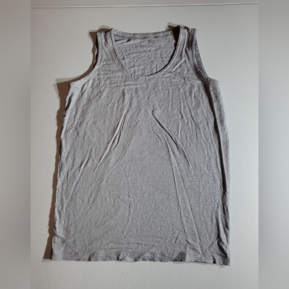Eileen Fisher XS Light Shhimmer Heather Gray Linen Tank Top